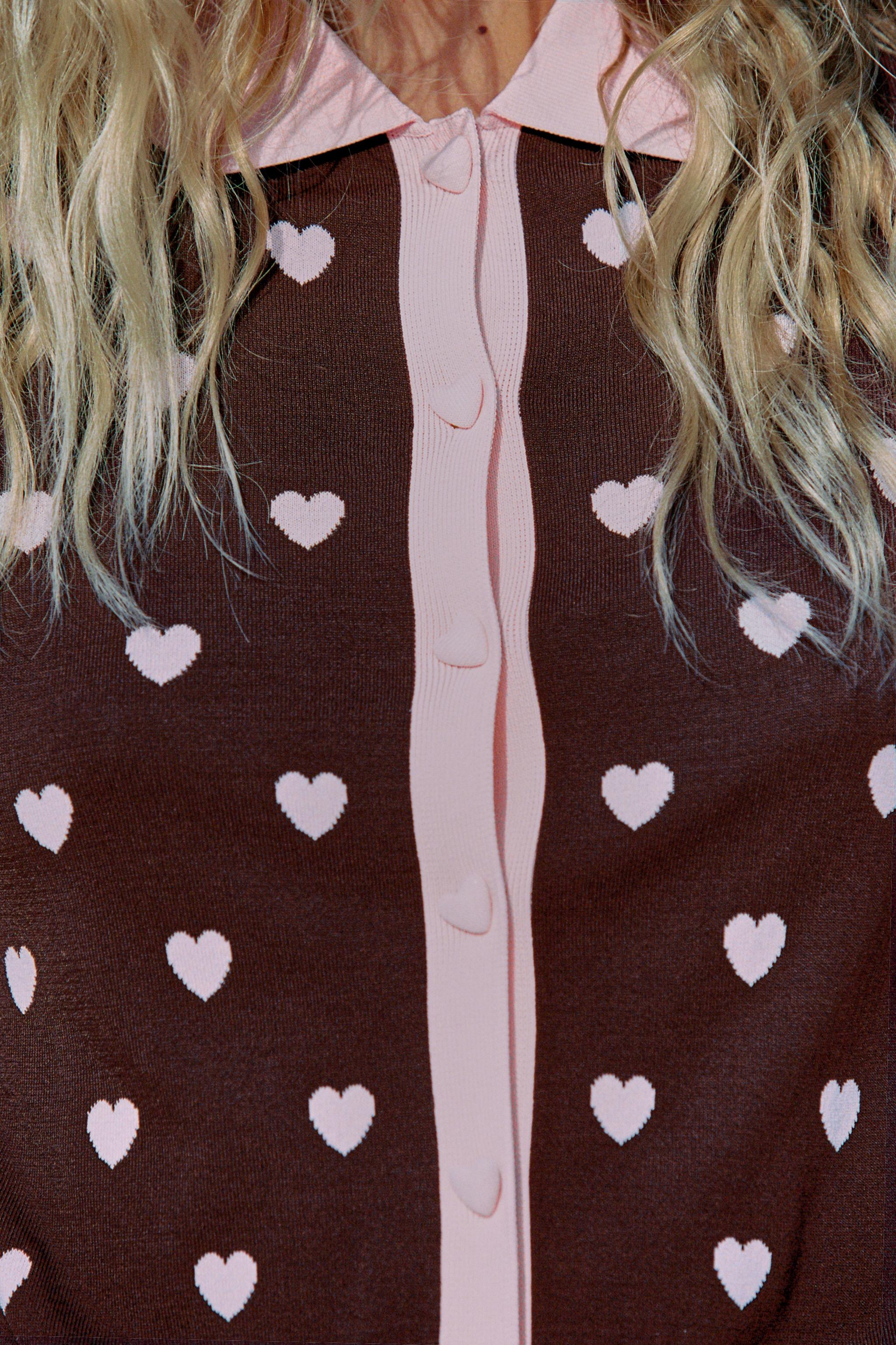 SHORT SLEEVE HEART CARDIGAN